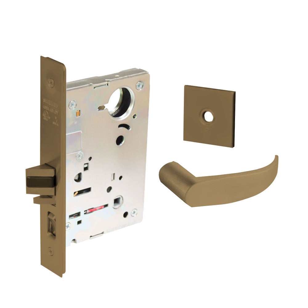 Sargent - 8204 - Storeroom Mortise Lock - Heavy Duty Less Cylinder - LFIC - Keyed Different - Rose Trim Function - Grade 1 - US10 (Satin Bronze, Clear Coated)