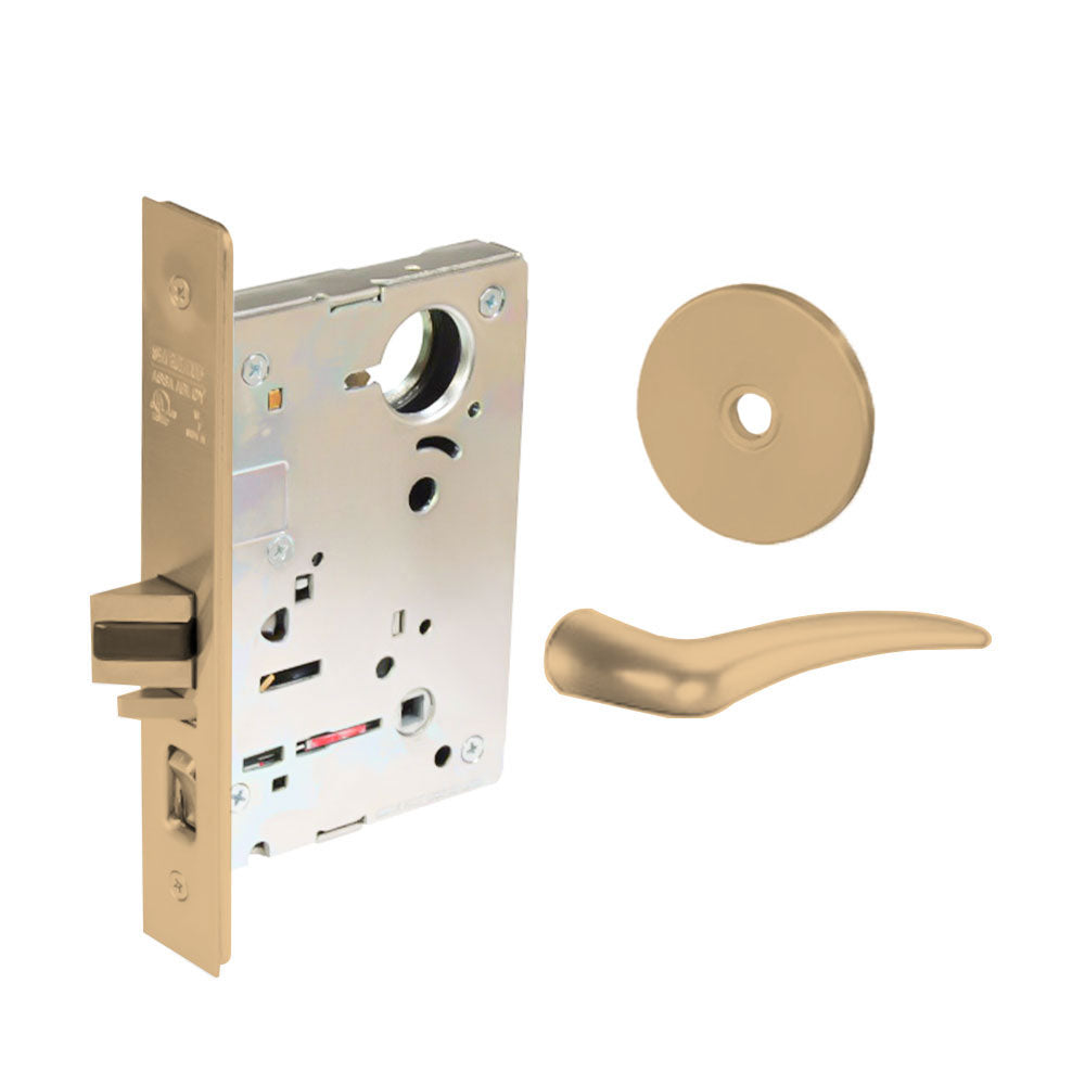 Sargent - 8204 - Storeroom Mortise Lock - Heavy Duty Less Cylinder - LFIC - Keyed Different - Rose Trim Function - Grade 1 - US9 (Bright Bronze, Clear Coated)