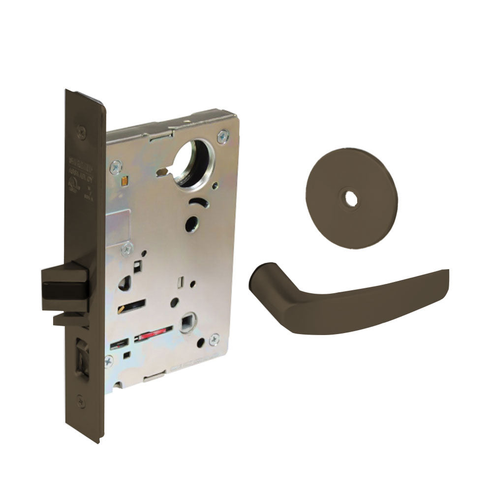 Sargent - 8204 - Storeroom Mortise Lock - Heavy Duty Less Cylinder - LFIC - Keyed Different - Rose Trim Function - Grade 1 - US9 (Bright Bronze, Clear Coated)