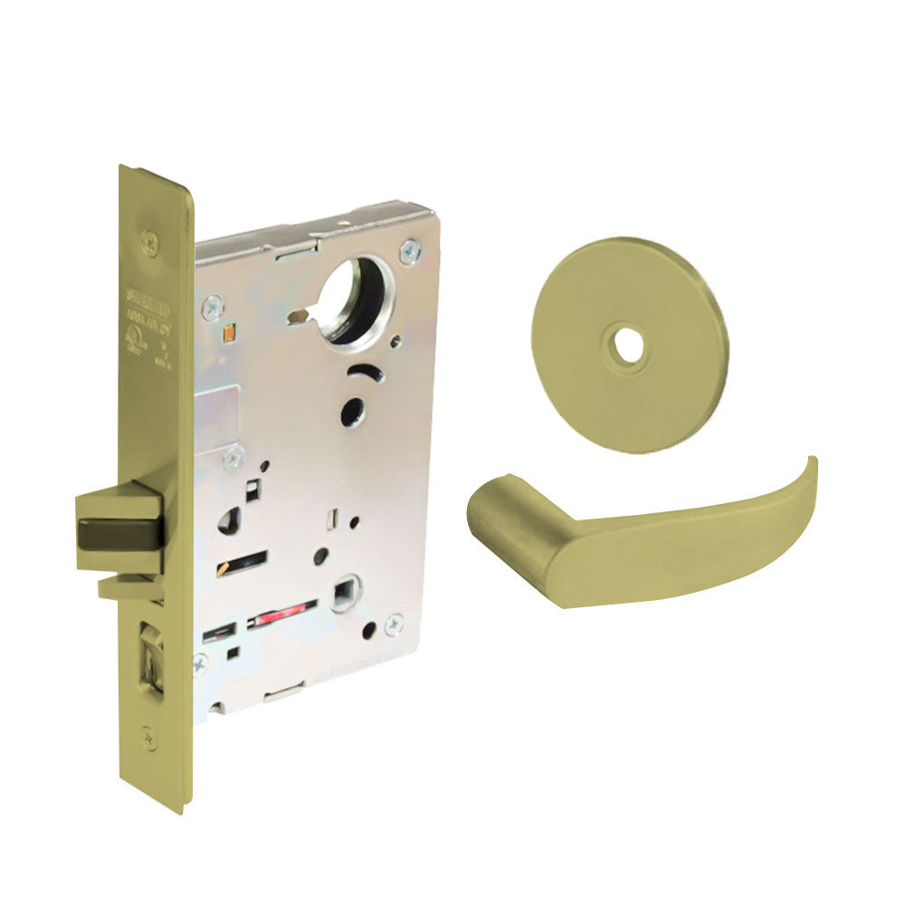 Sargent - 8204 - Storeroom Mortise Lock - Heavy Duty Less Cylinder - LFIC - Keyed Different - Rose Trim Function - Grade 1 - US4 (Satin Brass, Clear Coated)