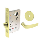 Sargent - 8204 - Storeroom Mortise Lock - Heavy Duty Less Cylinder - LFIC - Rose Trim Function - Grade 1 - US3 (Bright Brass, Clear Coated)