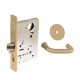 Sargent - 8204 - Storeroom Mortise Lock - Heavy Duty Less Cylinder - LFIC - Rose Trim Function - Grade 1 - US9 (Bright Bronze, Clear Coated)