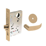 Sargent - 8204 - Storeroom Mortise Lock - Heavy Duty Less Cylinder - LFIC - Rose Trim Function - Grade 1 - US9 (Bright Bronze, Clear Coated)