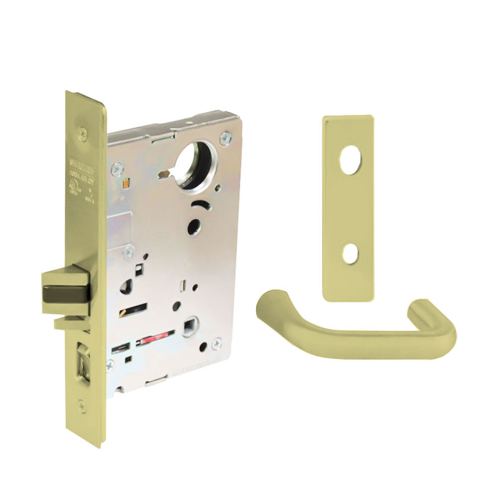 Sargent - 8237 - Classroom Mortise Lock - Heavy Duty Less Cylinder - LFIC - Keyed Different - Escutcheon Trim Function - Grade 1 - US3 (Bright Brass, Clear Coated)