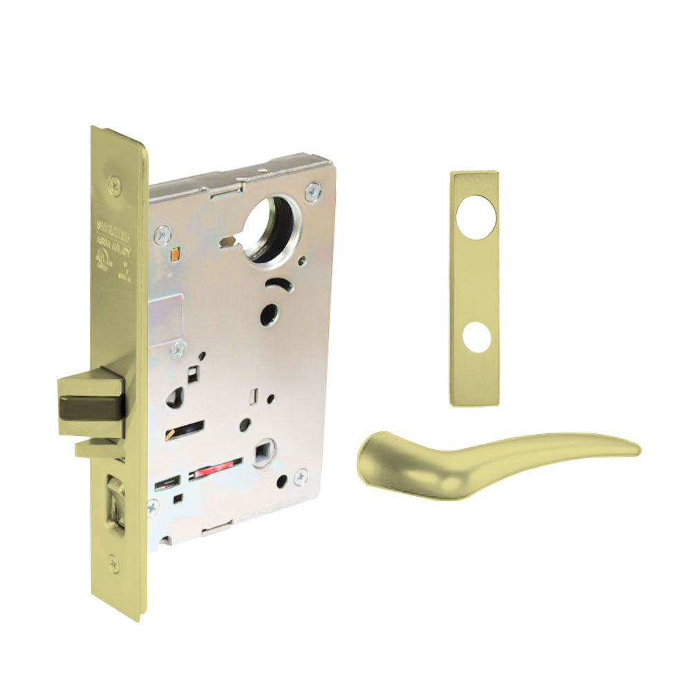 Sargent - 8237 - Classroom Mortise Lock - Heavy Duty Less Cylinder - LFIC - Keyed Different - Escutcheon Trim Function - Grade 1 - US3 (Bright Brass, Clear Coated)