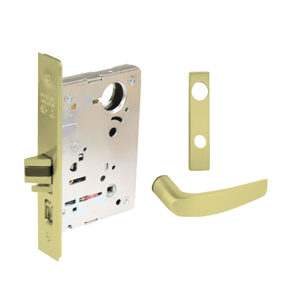 Sargent - 8237 - Classroom Mortise Lock - Heavy Duty Less Cylinder - LFIC - Keyed Different - Escutcheon Trim Function - Grade 1 - US3 (Bright Brass, Clear Coated)