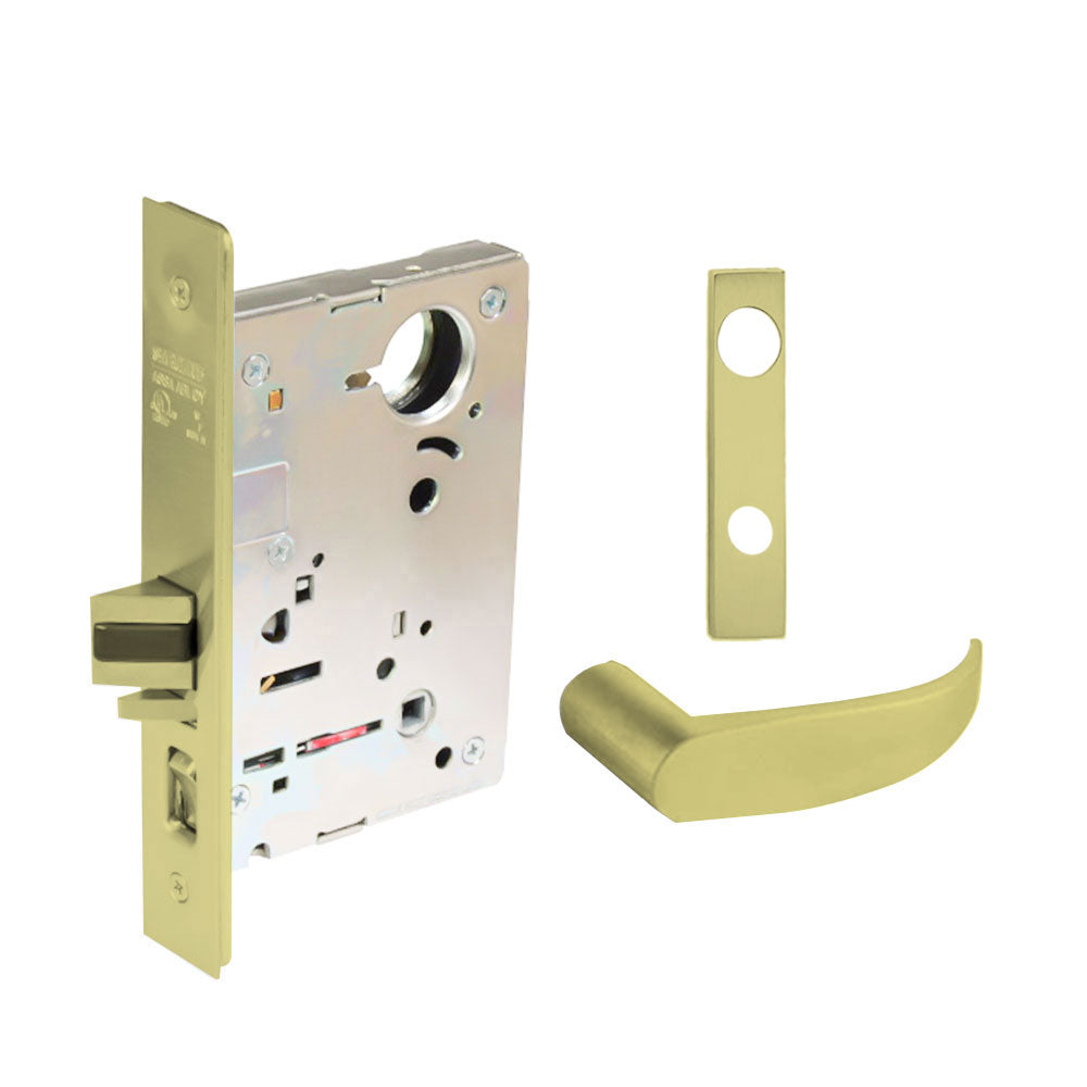 Sargent - 8237 - Classroom Mortise Lock - Heavy Duty Less Cylinder - LFIC - Keyed Different - Escutcheon Trim Function - Grade 1 - US3 (Bright Brass, Clear Coated)