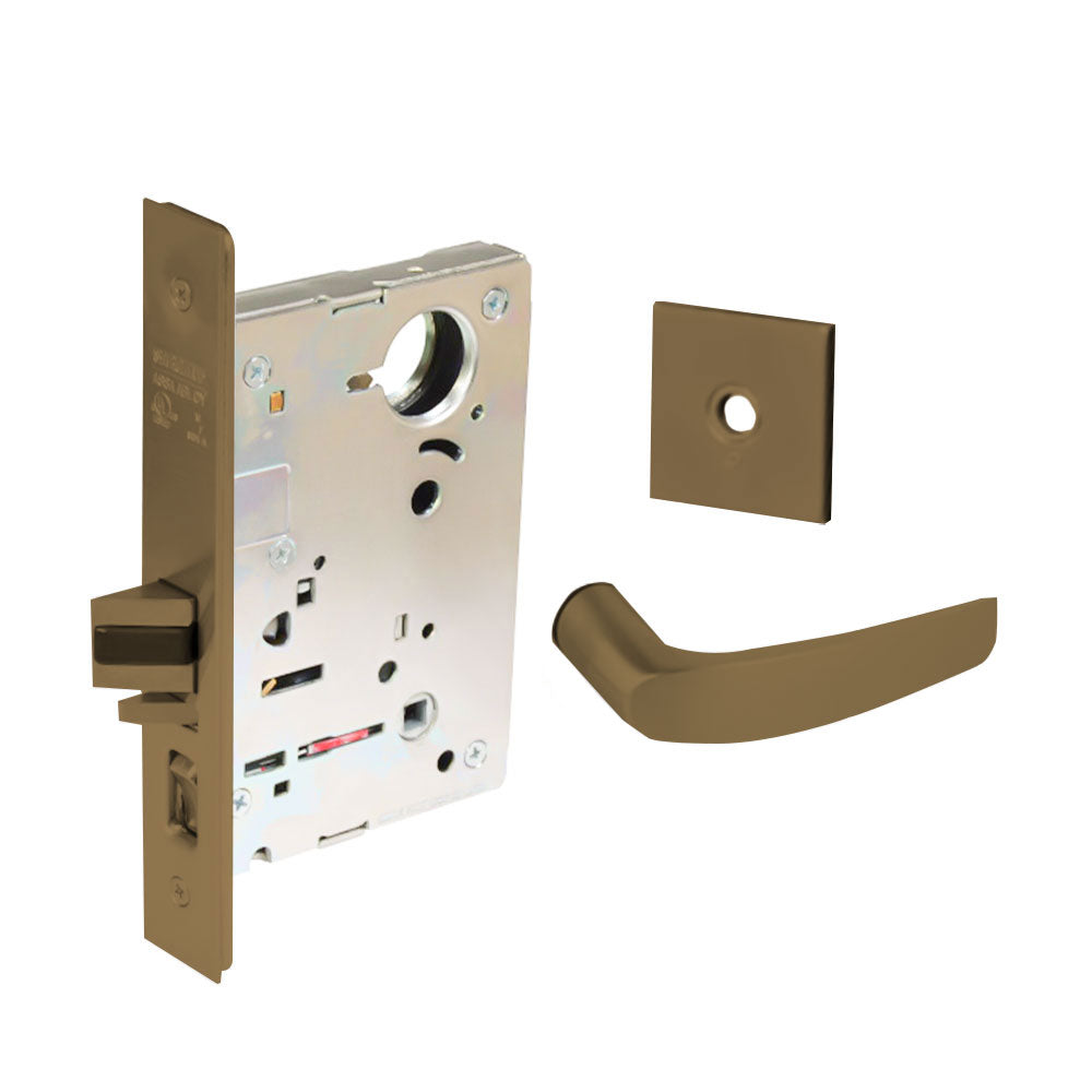 Sargent - 8237 - Classroom Mortise Lock - Heavy Duty Less Cylinder - LFIC - Keyed Different - Rose Trim Function - Grade 1 - US10 (Satin Bronze, Clear Coated)