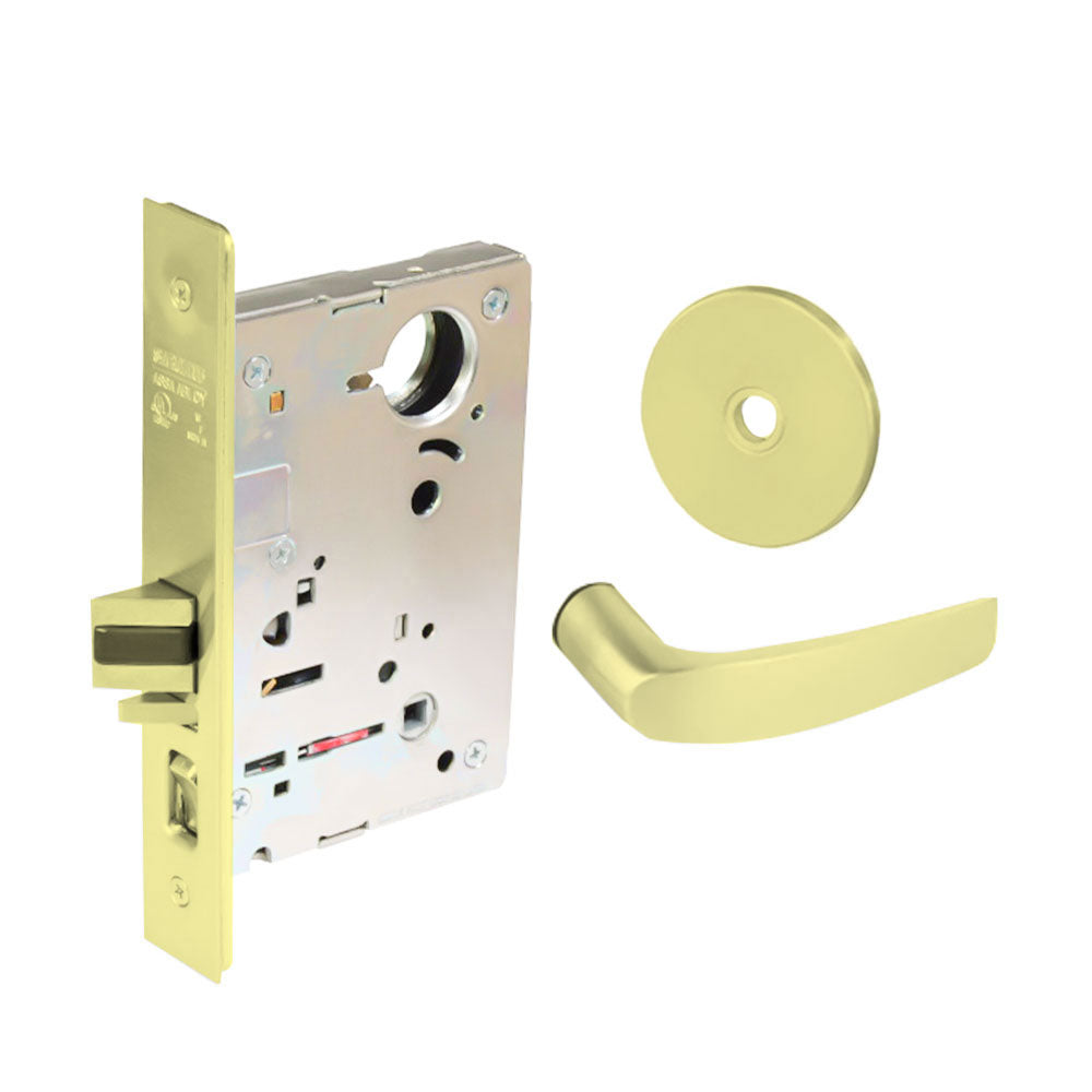 Sargent - 8237 - Classroom Mortise Lock - Heavy Duty Less Cylinder - LFIC - Rose Trim Function - Grade 1 - US3 (Bright Brass, Clear Coated)