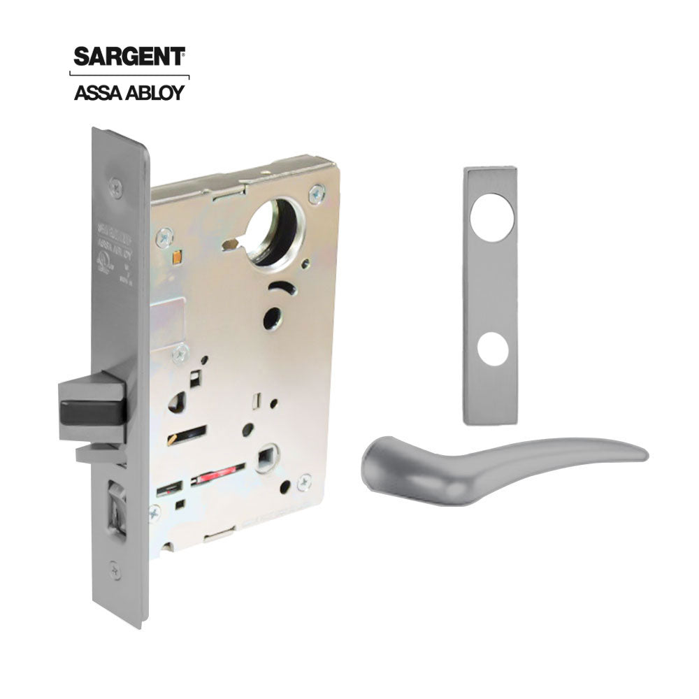 Sargent - 8204 - Storeroom Mortise Lock - Heavy Duty Standard Cylinder - SFIC - Keyed Different - Escutcheon Trim Function - Grade 1 - US26 (Bright Chromium Plated Over Nickel)