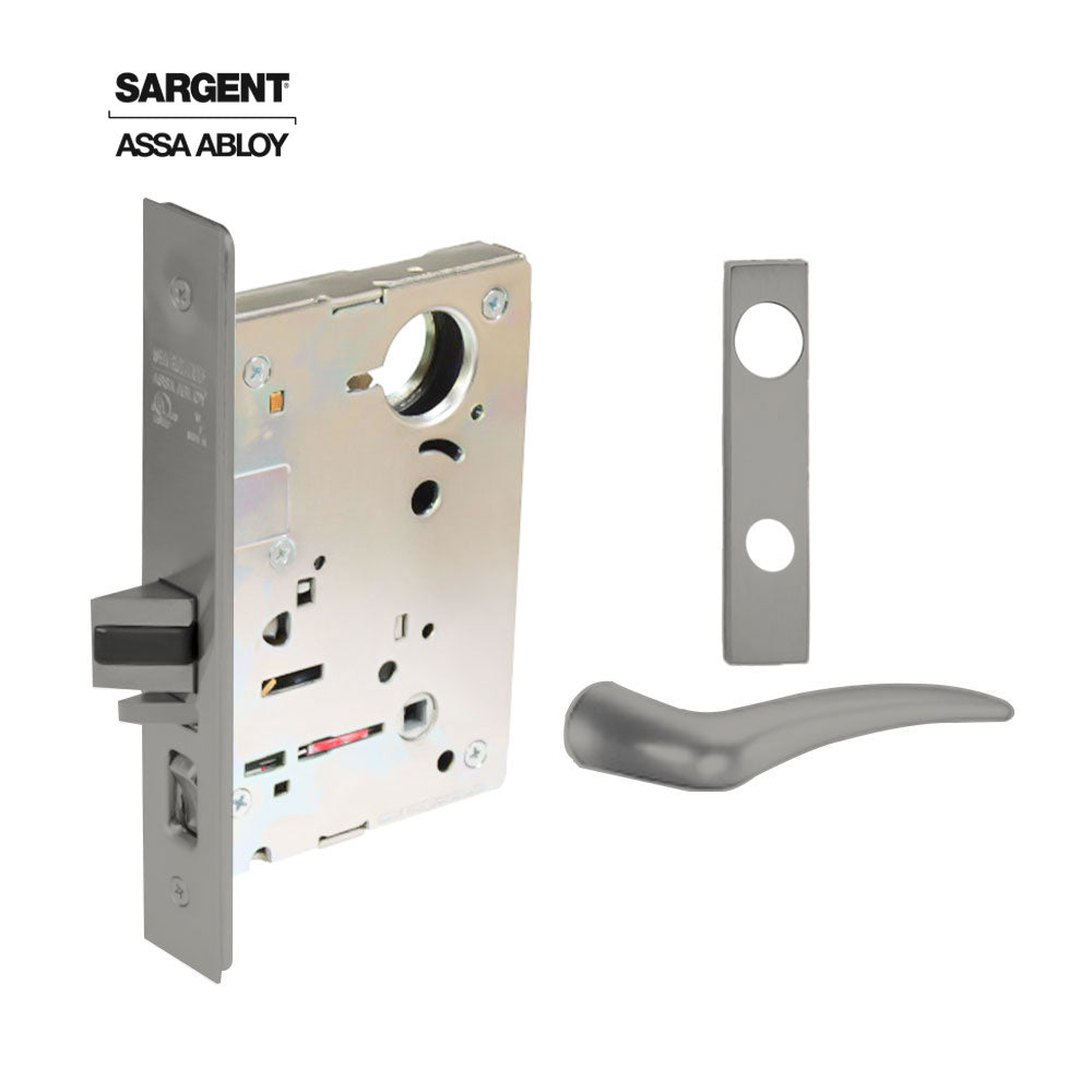 Sargent - 8204 - Storeroom Mortise Lock - Heavy Duty Standard Cylinder - SFIC - Keyed Different - Escutcheon Trim Function - Grade 1 - US32D (Satin Stainless Steel)