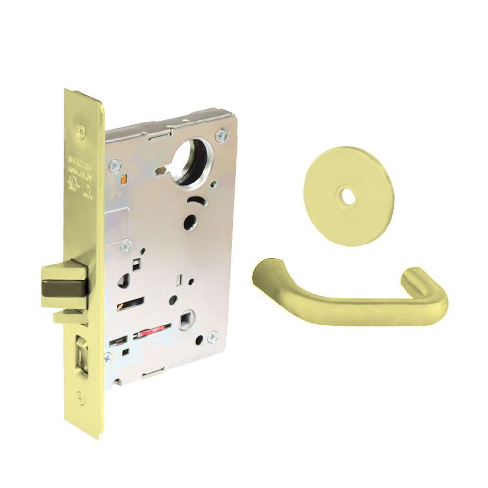 Sargent - 8204 - Storeroom Mortise Lock - Heavy Duty Standard Cylinder - SFIC - Rose Trim Function - Grade 1 - US3 (Bright Brass, Clear Coated)