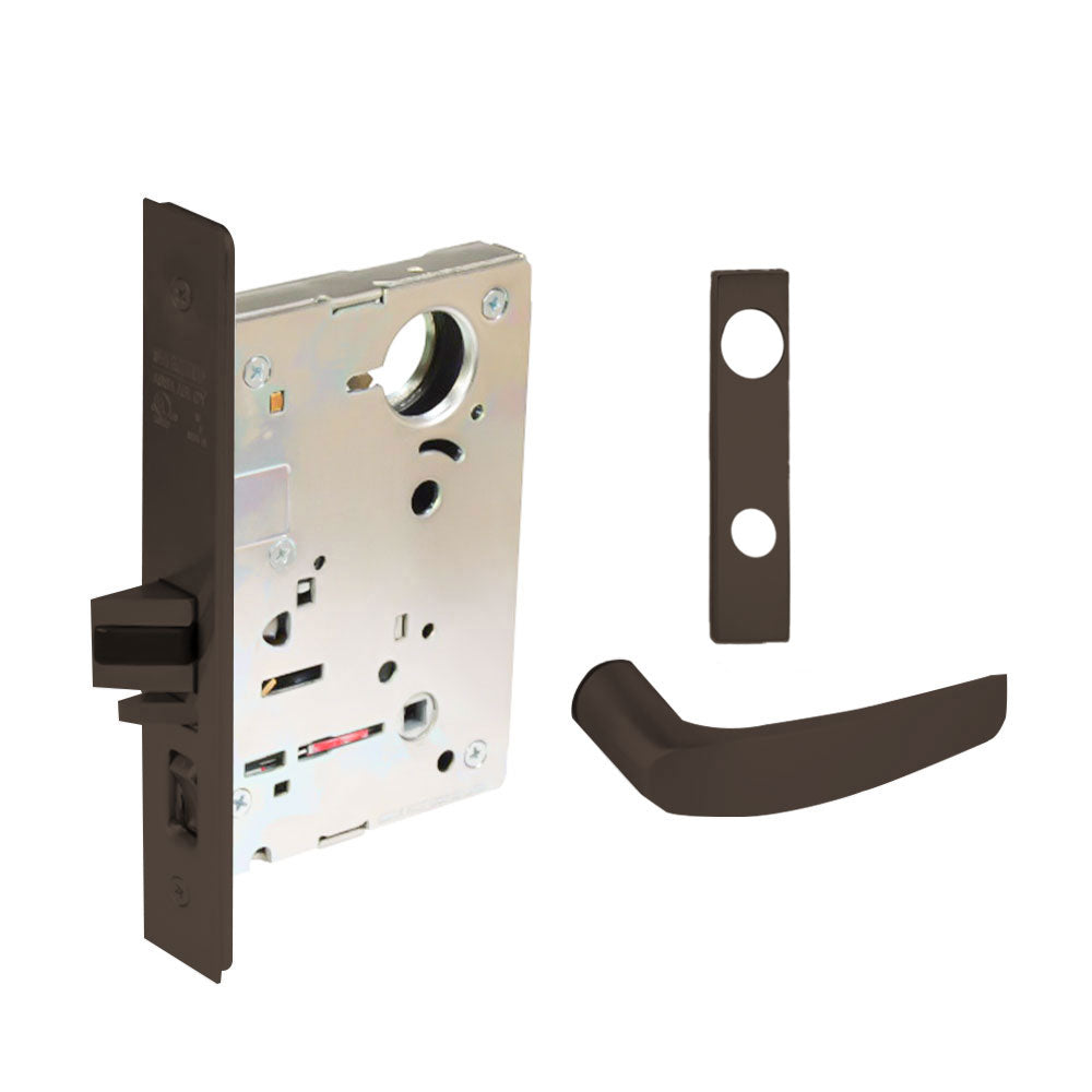 Sargent - 8237 - Classroom Mortise Lock - Heavy Duty Less Cylinder - SFIC - Key Code - Escutcheon Trim Function - Grade 1 - US10BE (Dark Oxidized Satin Bronze)