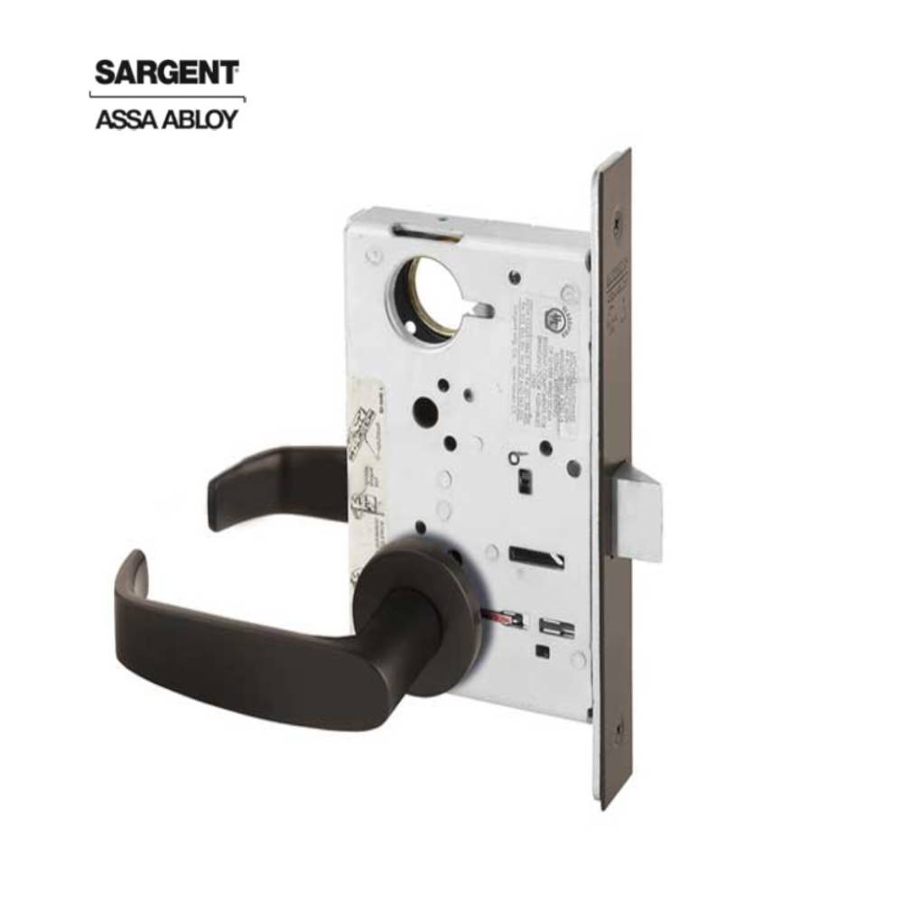 Sargent - 8215 - Passage Mortise Lock with 2-3/4 Inch Backset and 4-7/8 Inch ASA Strike - LN Rose - L Lever - Grade 1 - Optional Color