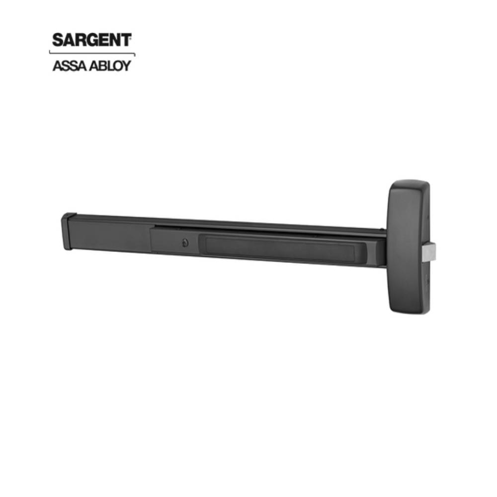 Sargent - 8815F - Rim Exit Bar - 36 Device - Passage Function - P Lever with Escutcheon - LHR - Grade 1 - BSP (Black Suede Powder Coat Finish)