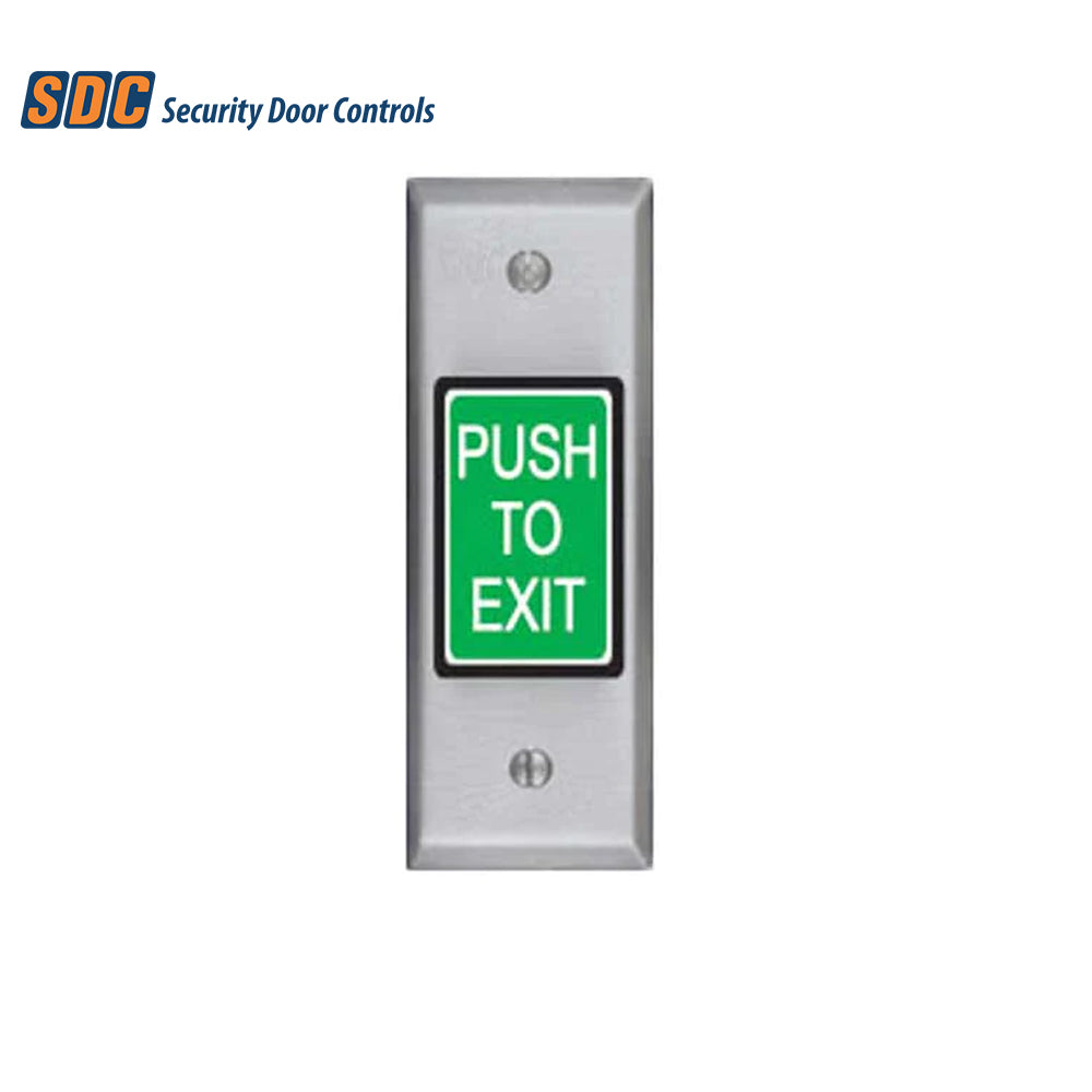 SDC - 413PNU - Exit Switch Integrated Pneumatic Timer with PUSH TO EXIT and 3A SPDT Contact - 12/24VDC - Satin Stainless Steel