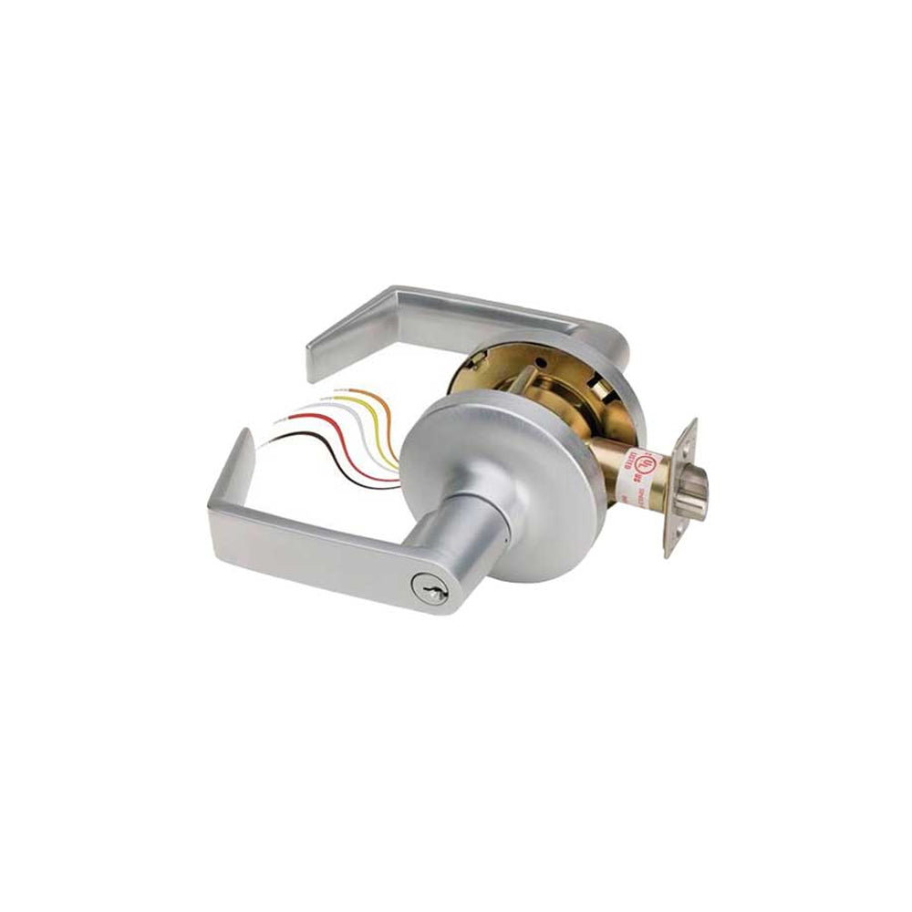 SDC - Z7250EQ - Electrified Cylindrical Lockset with Eclipse Lever Trim Fail Safe and Latchbolt Monitor 6 Pin Keyed Different - 2-3/4 Backset Latchbolt - 12/24 Volt DC