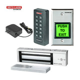 SECO-LARM - Single Door Maglock - 600lb Holding Force with Wiegand Keypad, Single-gang Wall Plate and 12VDC Plug-In Transformer