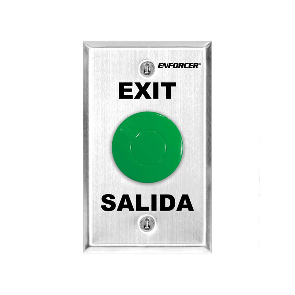 SECO-LARM SD-7201GAPT1Q RTE Single-Gang Plate w Green Mushroom Cap Push Button, â€œExit & Salida, SPDT, Timer