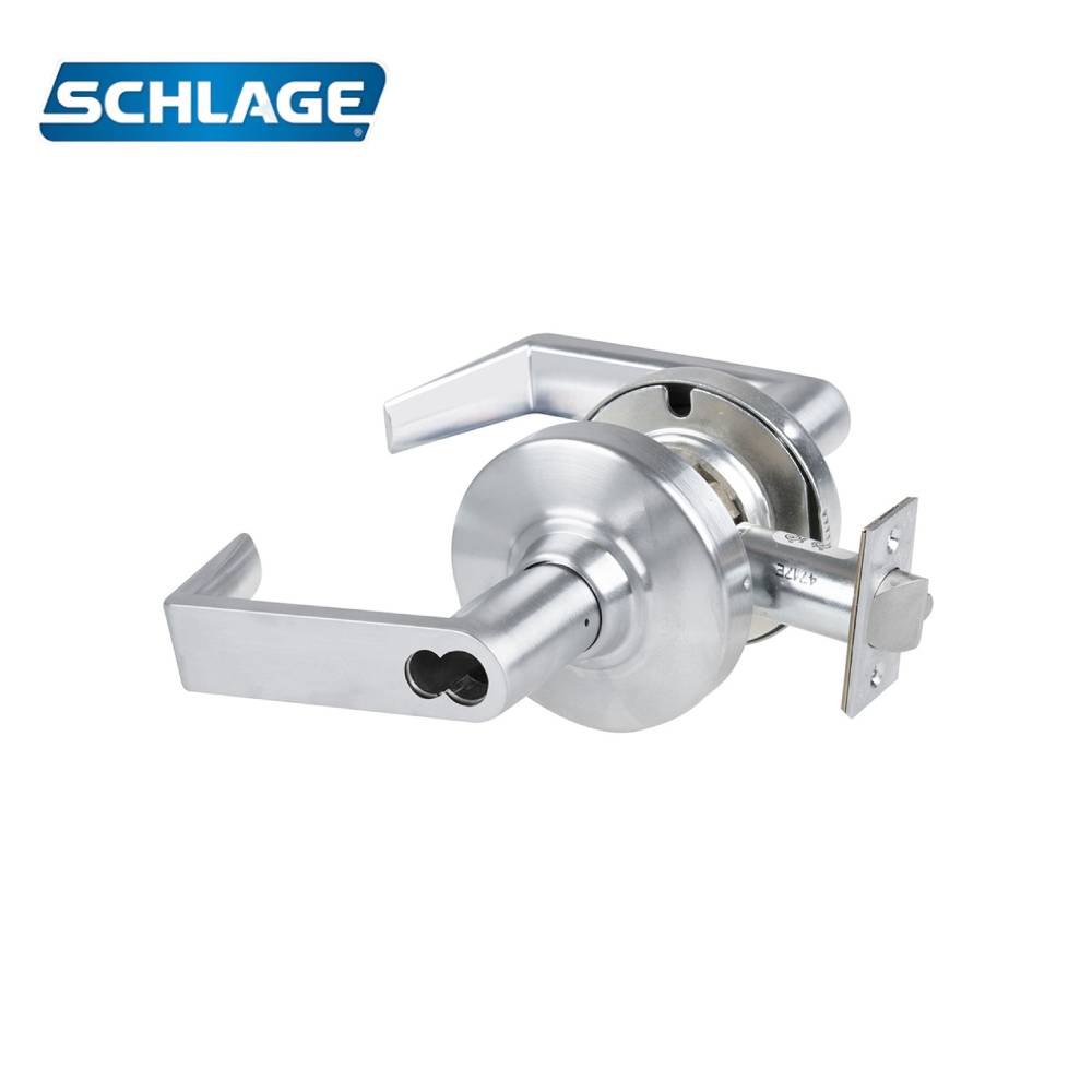 Schlage - ALX53J - Entrance Cylindrical Lock with 2-3/4 Backset and 4-7/8 ANSI Strike - Rhodes Lever - FSIC Less Core - Grade 2 - 626 (Satin Chrome Finish)