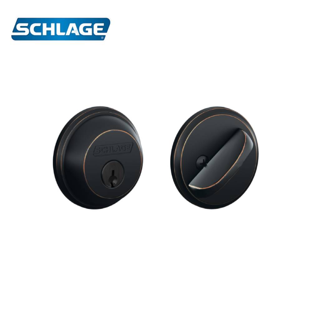 Schlage - B60 - Single Cylinder Deadbolt Lock - 5-Pin - Keyed Different - Dual Option Latch - Grade 1 - 716 (Antique Bronze Finish)