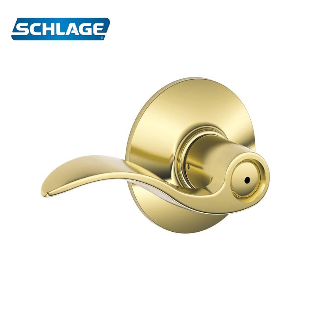 Schlage - F40 - Privacy Lock - Accent Lever - Grade 2 - 605 (Bright Brass Finish)