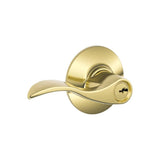 Schlage - F51A - Conventional Cylinder Entry Lock - Accent Lever - Keyed Different - Grade 2 - 605 (Bright Brass Finish)