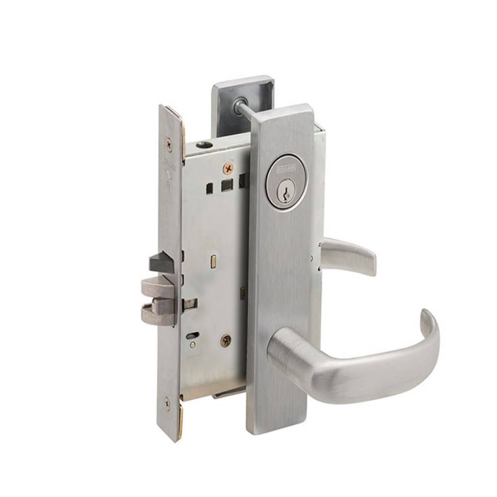 Schlage - L9050P - Entrance Office Mortise Lock with 2-3/4 Inch Backset and 4-7/8 Inch ANSI Strike - C Keyway - L Escutcheon - Optional Lever - Grade 1 - 626 (Satin Chrome Finish)