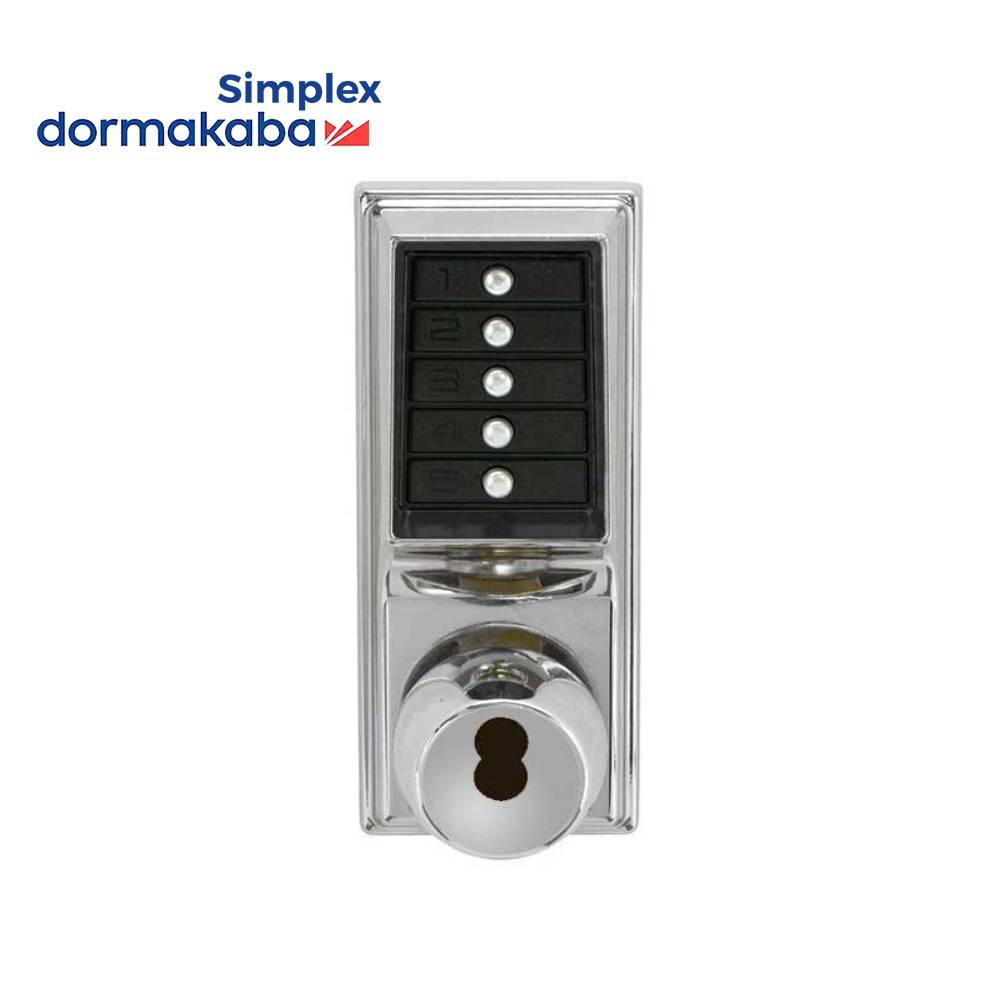 Simplex - 1021 - Mechanical Pushbutton Entry Knob Lock with Key Override - 2-3/4 Inch Backset - Optional Keyway - Optional Color