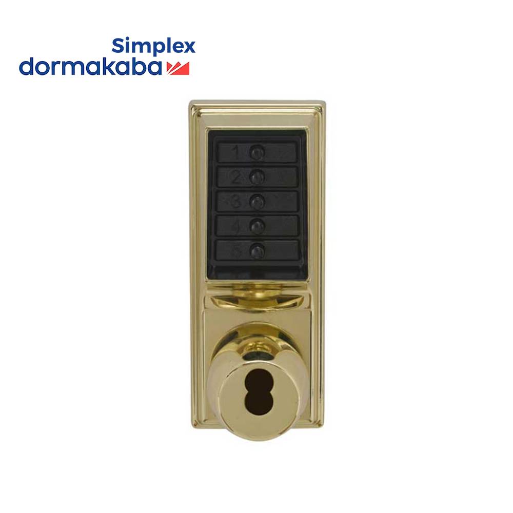 Simplex - 1041 - Mechanical Pushbutton Entry/Passage Knob Lock with Key Override - 2-3/4 Inch Backset - Optional Keyway - Optional Color