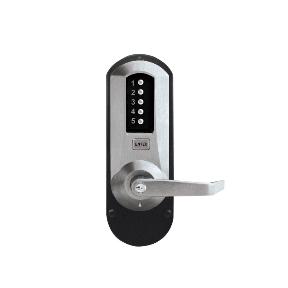 Simplex - 5010XSWL - Mechanical Pushbutton Combination Exit Trim Winston Lever - Schlage C Keyway - 26D (Satin Chrome)