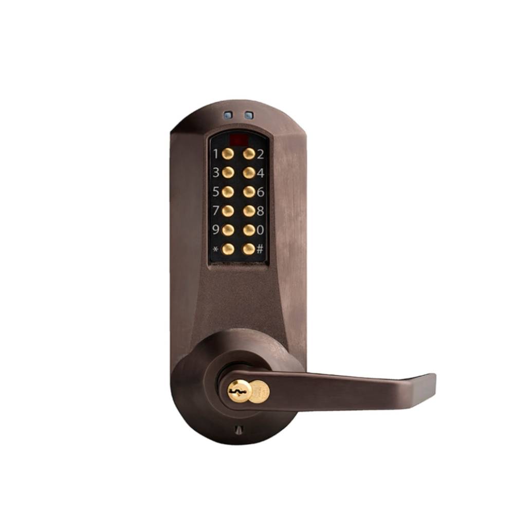 Simplex - E5066RWL - Mechanical Pushbutton E-Plex 5000 Mortise Lock - Winston Lever - Sargent LFIC Prep - Dark Bronze with Brass Accents