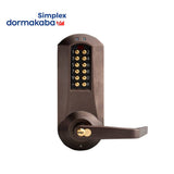 Simplex - E5066RWL - Mechanical Pushbutton E-Plex 5000 Mortise Lock - Winston Lever - Sargent LFIC Prep - Dark Bronze with Brass Accents