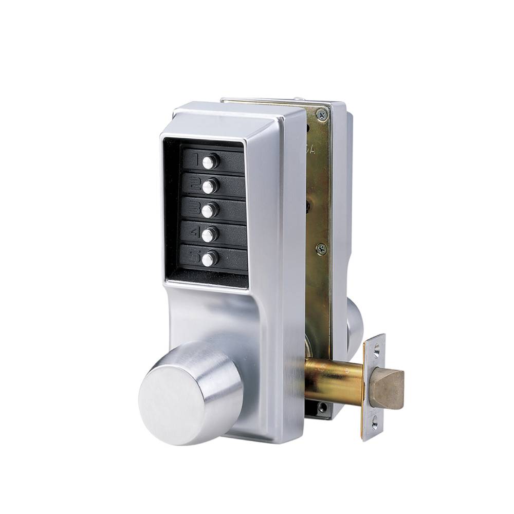 Simplex - EE1011 - Mechanical Pushbutton Cylindrical Lock - Entry and Egress - 2-3/4 Backset - 26D (Satin Chrome)