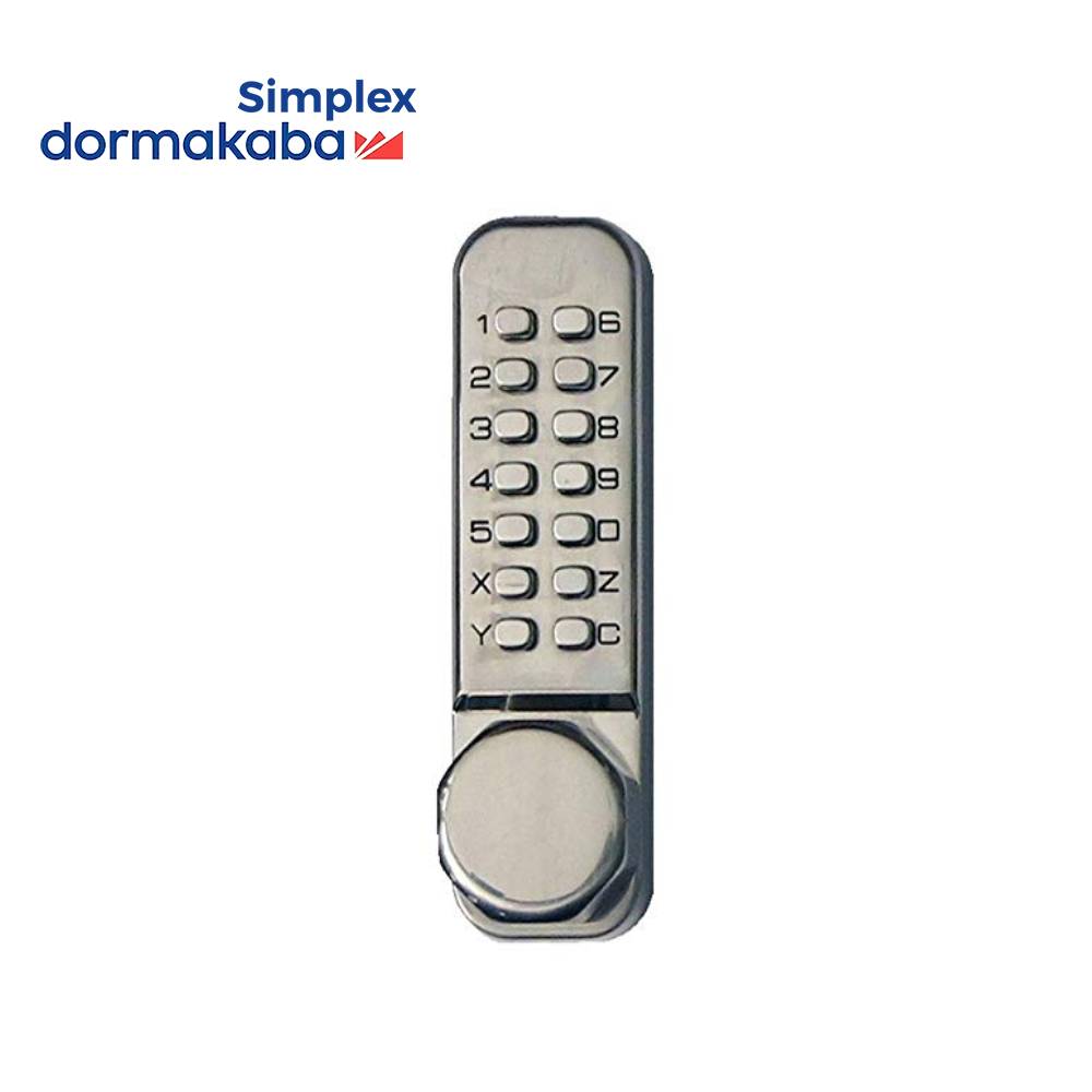 Simplex - LD451 - Light Duty Pushbutton Knob Lock - Latch Holdback - 2-3/8 Backset - Satin Stainless Steel Finish