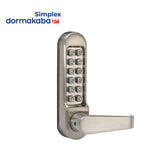 Simplex - LD471 - Light Duty Pushbutton Knob Lock - Passage - 2-3/8 Backset - Satin Stainless Steel Finish