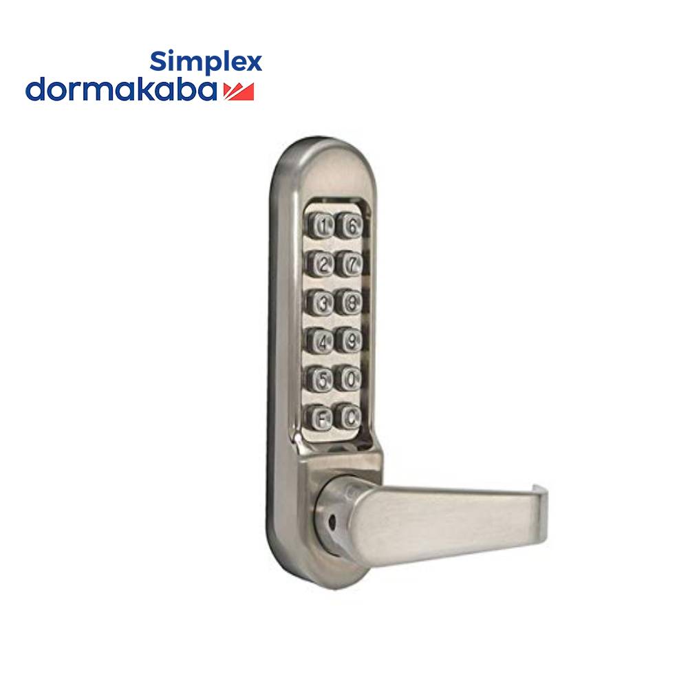 Simplex - LD472 - Light Duty Pushbutton Knob Lock - Passage - 2-3/4 Backset - Satin Stainless Steel Finish