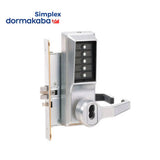 Simplex - R8146B - Mechanical Pushbutton Mortise Combination Lever Lock - Passage/Lockout - 6/7-Pin SFIC Prep - 2Â¾ Backset - 26D (Satin Chrome)