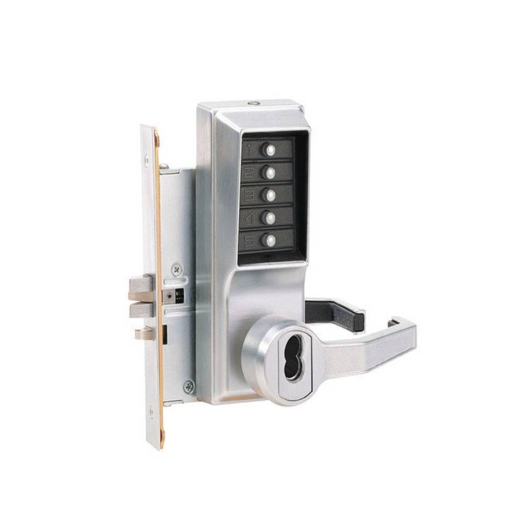 Simplex - R8148B - Mechanical Pushbutton Mortise Combination Lever Lock with Deadbolt - Passage/Lockout - 6/7-Pin SFIC Prep - 26D (Satin Chrome)