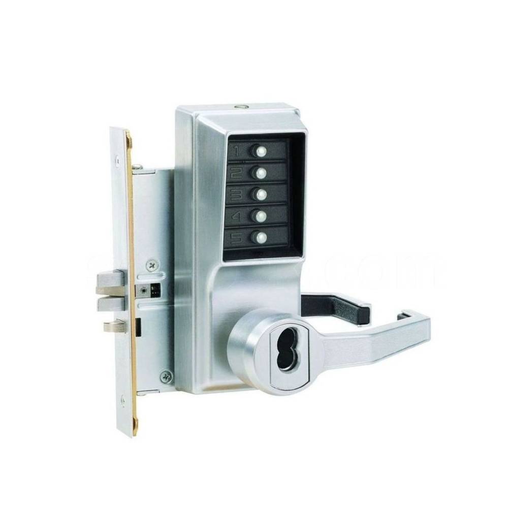 Simplex - RR8146B - Mechanical Pushbutton Mortise Combination Lever Lock - Passage/Lockout - 6/7-Pin SFIC Prep - 26D (Satin Chrome)