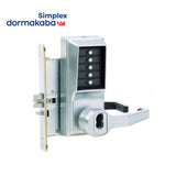 Simplex - RR8146B - Mechanical Pushbutton Mortise Combination Lever Lock - Passage/Lockout - 6/7-Pin SFIC Prep - 26D (Satin Chrome)