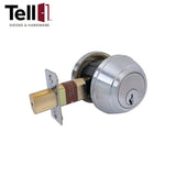 TELL DB1000 Series Heavy Duty Tubular Deadbolt - Double Cylinder - Grade 1 - Satin Chrome (US26D)