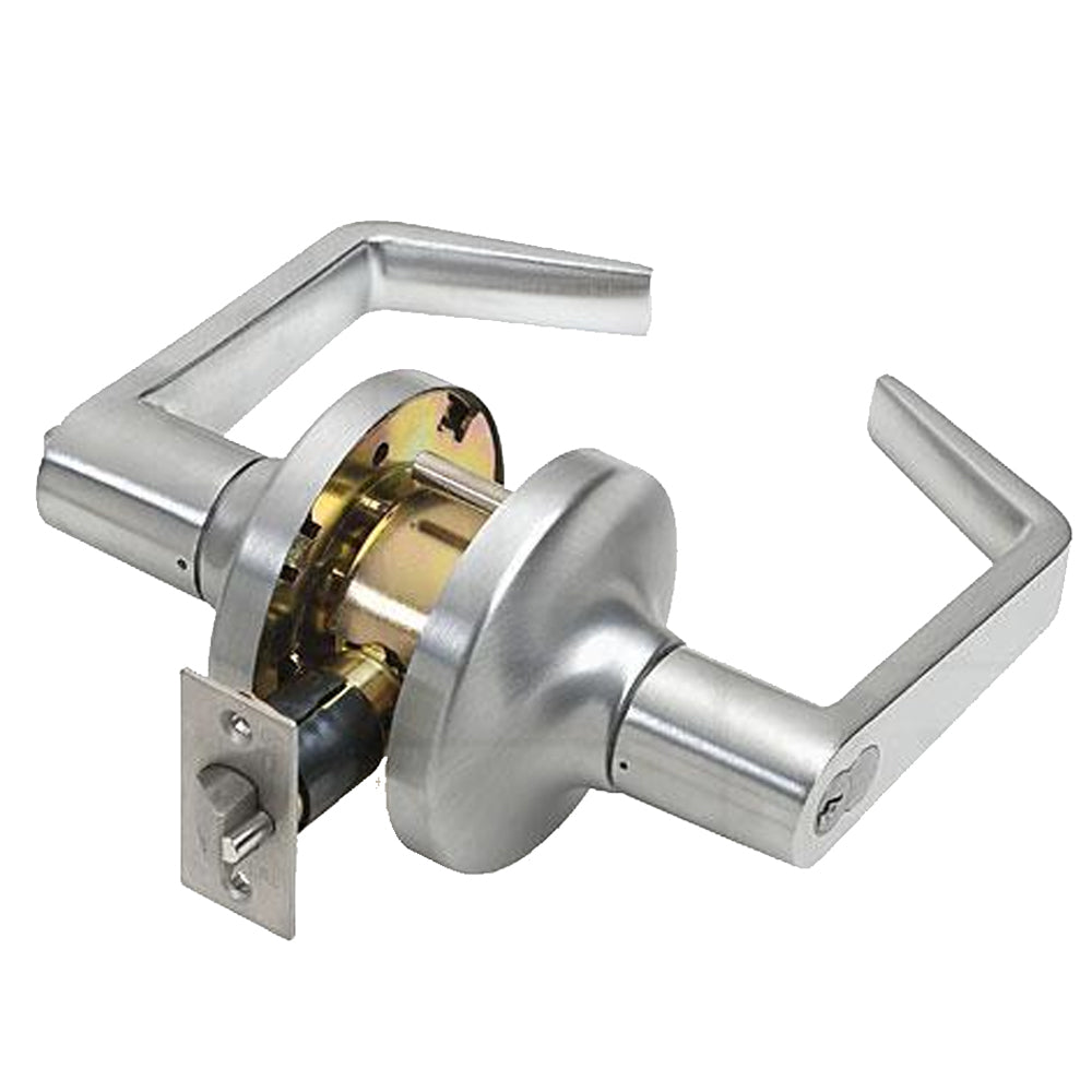 TELL LC2484 Cortland Lever (CTL) Heavy Duty Cylindrical Leverset - Satin Chrome (US26D) - 2-3/4 Backset - Grade 2 - IC Core - Classroom