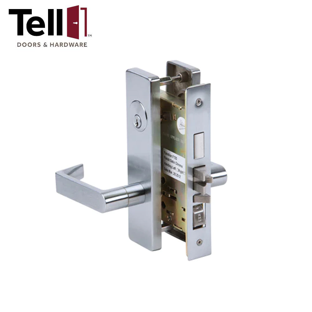 TELL ML138104 Heavy Duty Mortise Lock - Satin Chrome (US26D) - 2-3/4 Backset - Grade 1 - Entrance