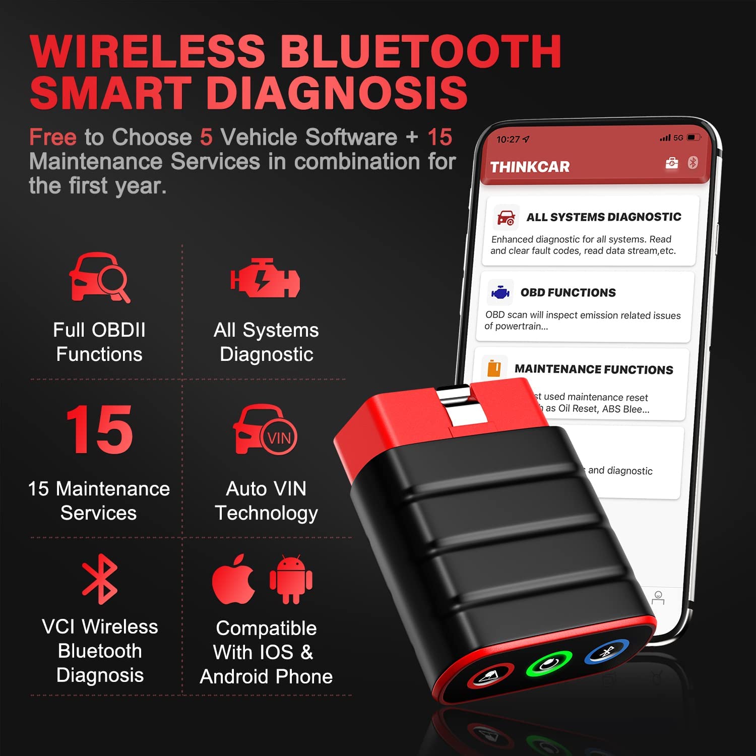 THINKCAR Bluetooth OBD2 Scanner Car Code Reader for iPhone