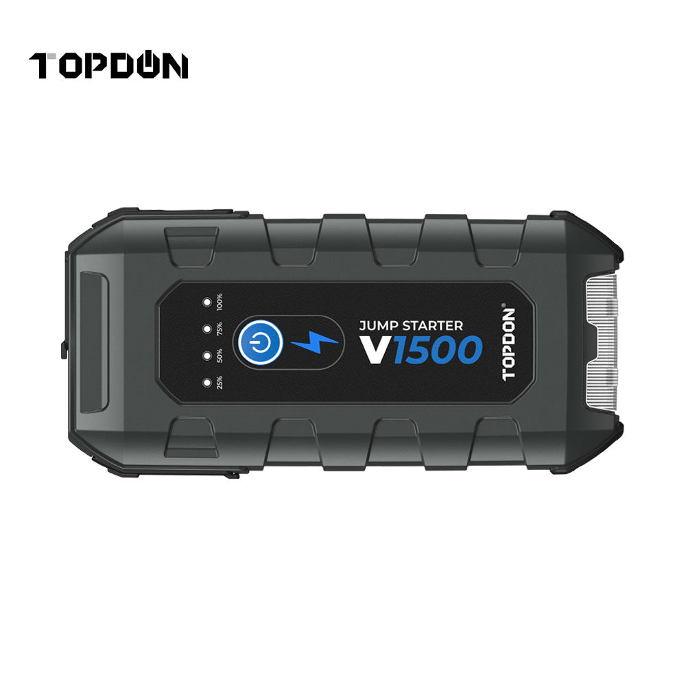 TOPDON V1500 Jump Starter and Booster with Power Bank and Flashlight for 12V Battery Vehicles