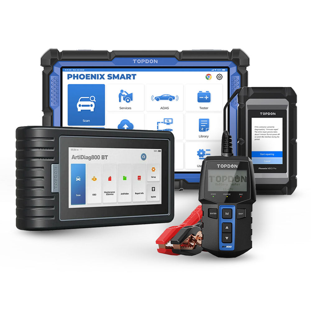 TOPDON Phoenix Smart Diagnostic Scanner with ARTIDIAG 800 BT Scanner and BT 100 Charging System Tester