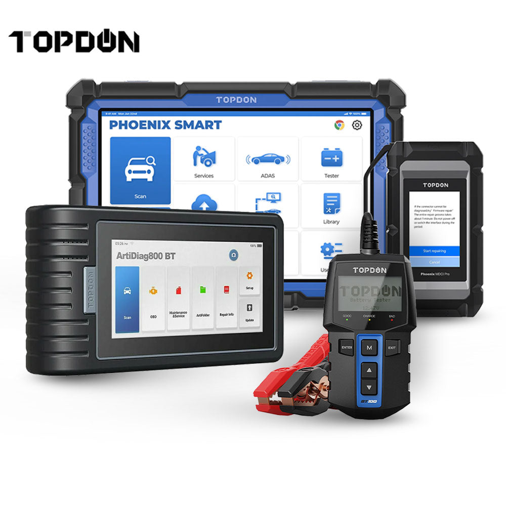 TOPDON Phoenix Smart Diagnostic Scanner with ARTIDIAG 800 BT Scanner and BT 100 Charging System Tester