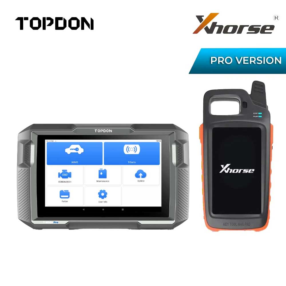 TOPDON T-Ninja Pro - 8" OBD Automotive Key Programmer and XHORSE VVDI Key Tool MAX PRO Remote Generator