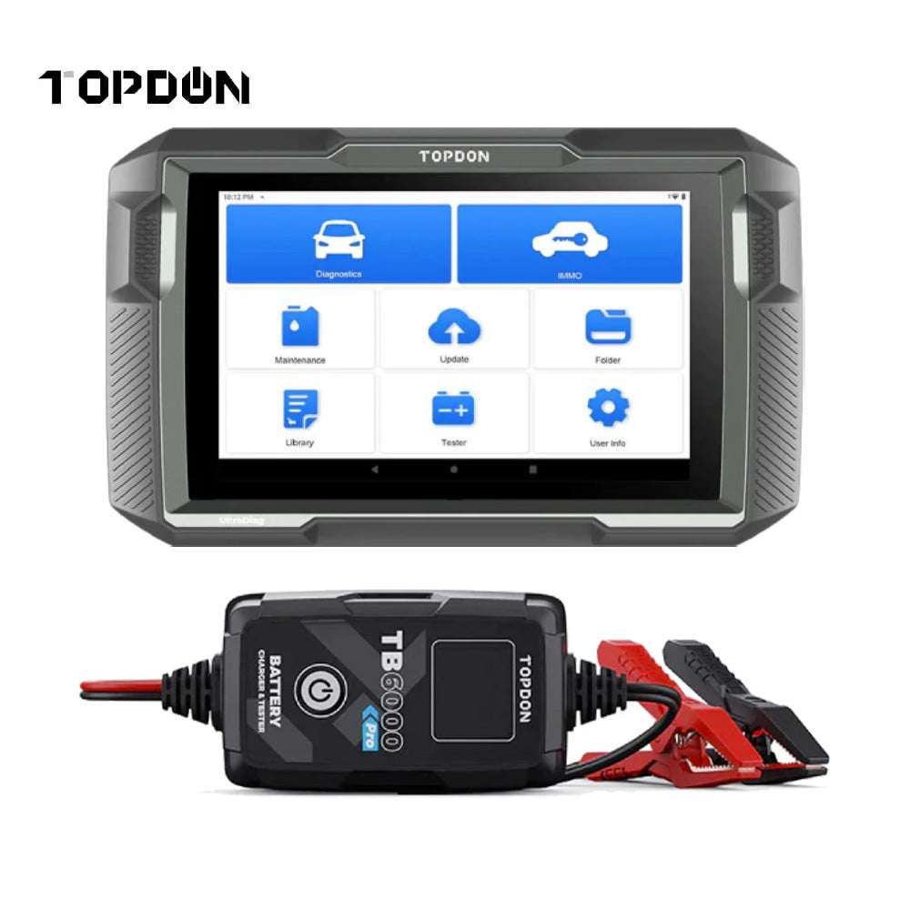 TOPDON UltraDiag 8" Scanner and Key Programmer with TB 6000PRO Intelligent Battery Charger and Tester